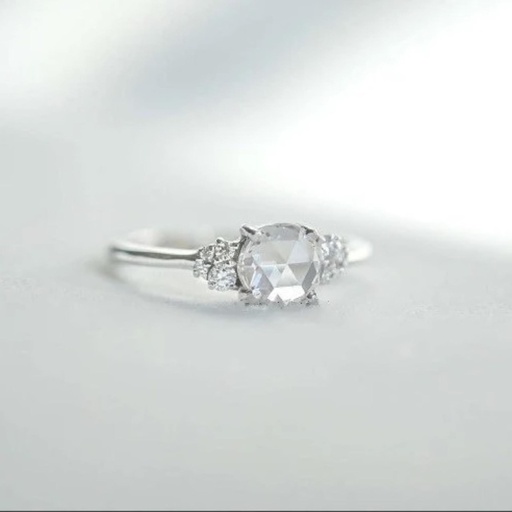 Rose Cut Moissanite Ring, 18K Solid Gold Ring For Women, Vintage Unique Style Moissanite Engagement Ring, Cluster Art deco Moissanite Ring