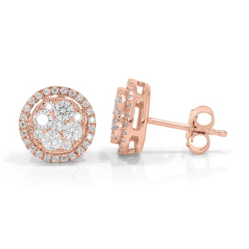  Round Diamond flower Design Stud Earrings 