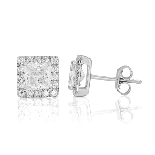  Round And Princess Diamond Prong Set Stud Earrings 