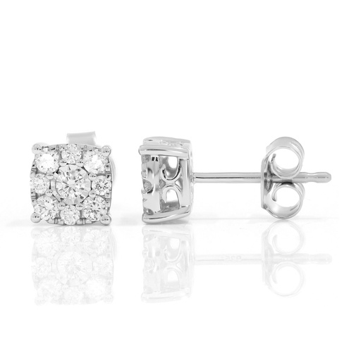 Round Diamond Halo Stud Earrings 