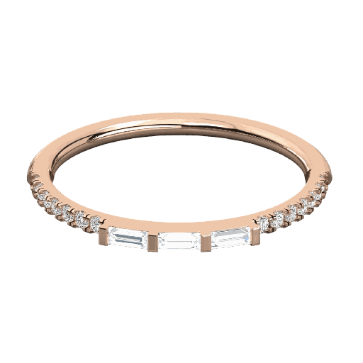 Round And Baguette Diamond Designer Wedding Band For Women