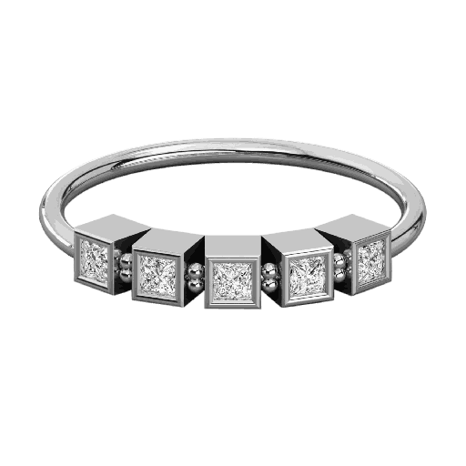  Princess Diamond Design Wedding Band For Women