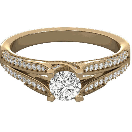  Round Cut Diamond Two Curved Shank Wedding Band 