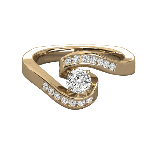  Round Diamond Twisted Shank Channel Set Solitaire Ring