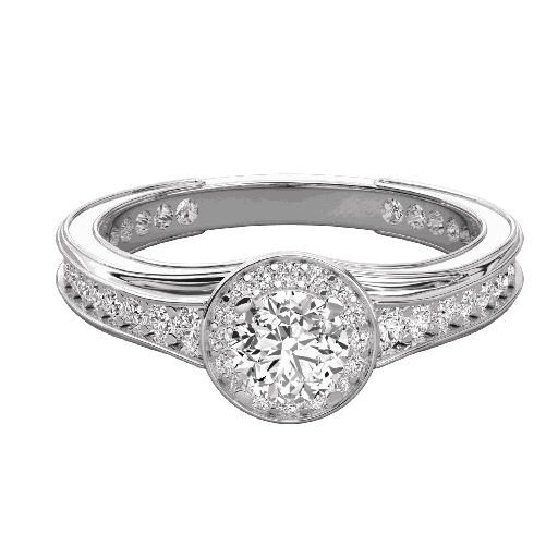  Round Cut Diamond Cluster Halo Engagement Ring 