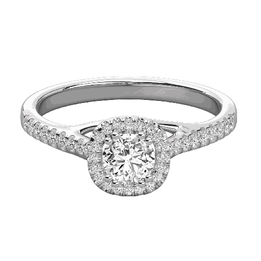  Round Cut Diamond Micro Prong Set Cluster Halo Engagement Ring 