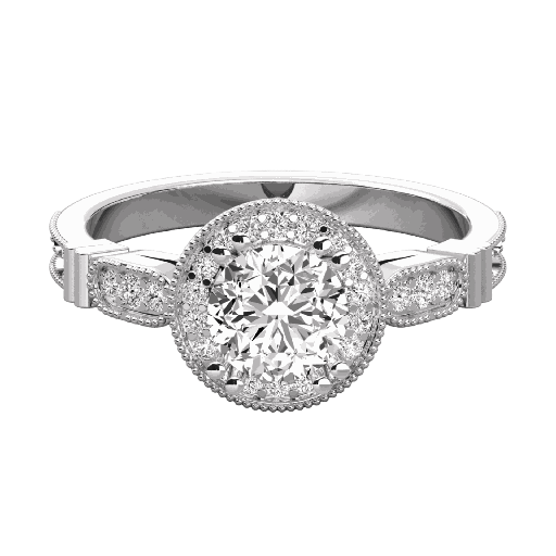  Round Diamond Prong Set Halo Engagement Ring 