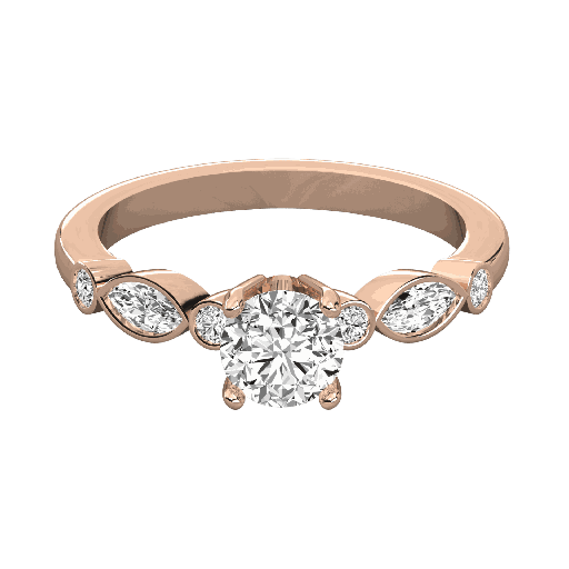 Round Cut And Marquise Diamond Engagement Ring for Her