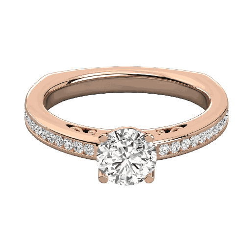 Round Cut Diamond Channel Set Engagement Ring for Her