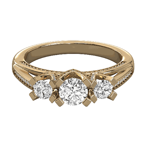  Round Diamond Designer 3 Stone Engagement Ring for Her