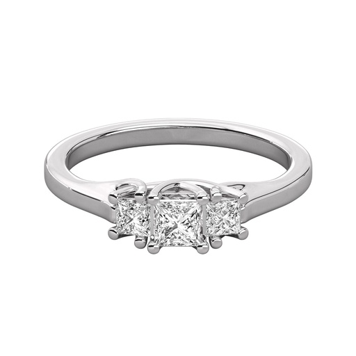 Princess Cut Diamond 3 Stone Prong Set Engagement Ring 