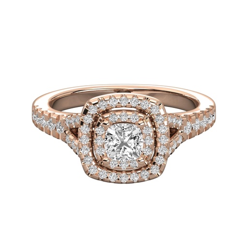 Double Square Halo Cushion Cut Engagement Ring 