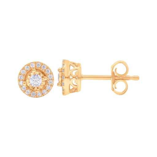  Round Diamond Flower Shape Pushback Stud Earrings