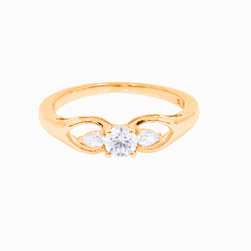  Round Cut & Pear Cut Diamond 3 Stone Wedding Ring For Women