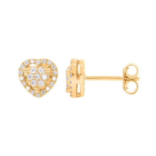  Round Diamond Heart Shape Stud Earrings