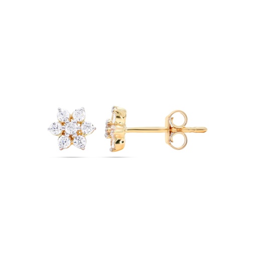  Round Diamond Floral Tiny Stud Earrings