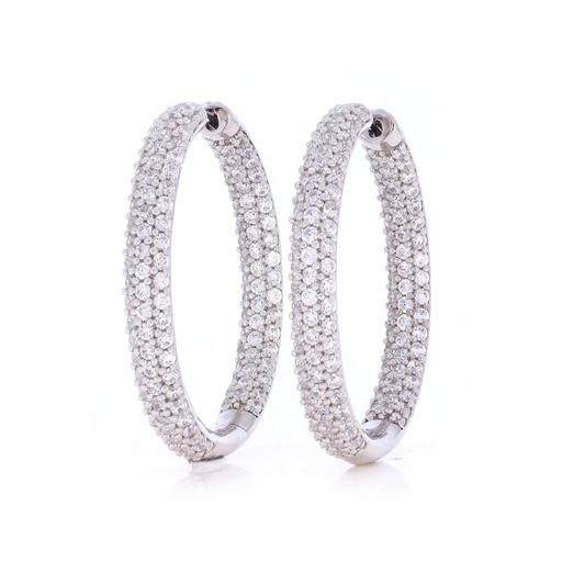  In/Outside Round Diamond Hinged Huggie Hoop Earring For Her