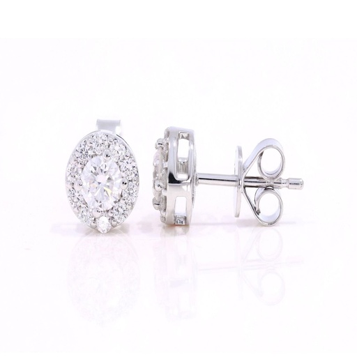  Round Diamond Halo Stud Earrings