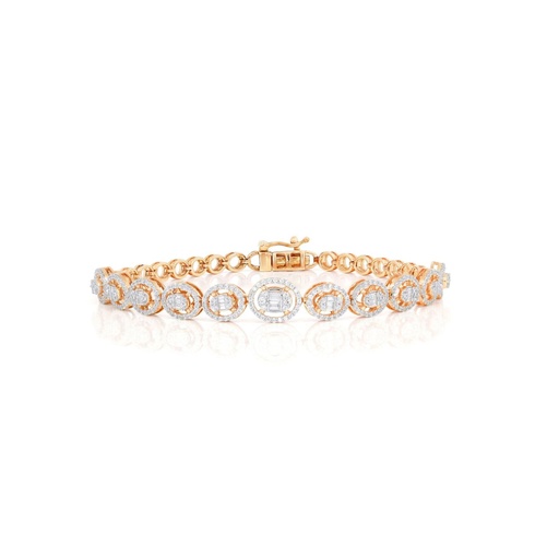 Round Cut Diamond & Baguette Prong Set Designer Bracelet For Her