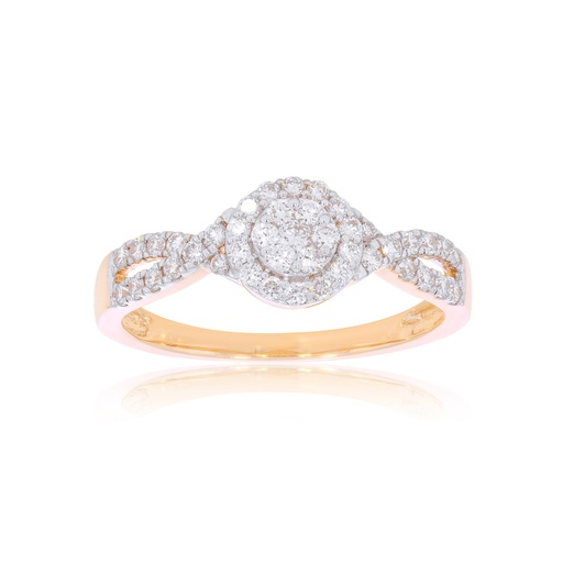  Round Diamond Twisted Rail With Double Halo Engagement Ring
