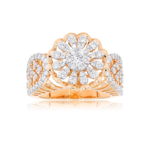 Round Diamond Flower Shape Wedding Ring