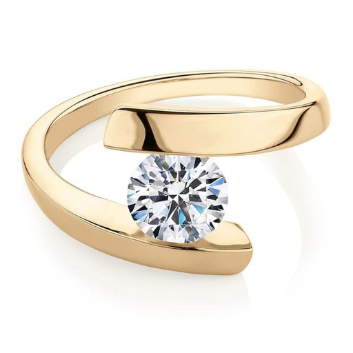 1.20 Ct Tension Set Round Moissanite Solitaire Engagement Ring In Yellow Gold