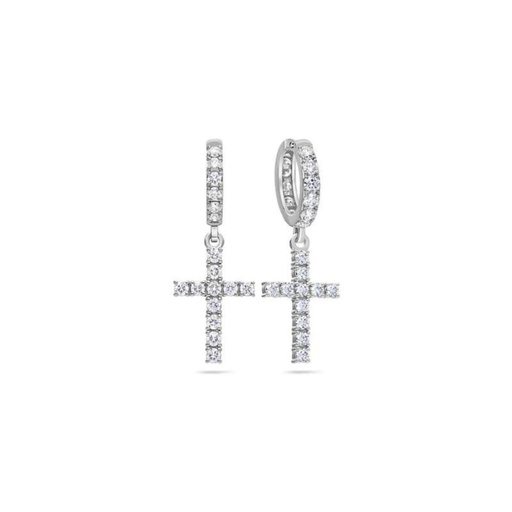  Round Moissanite Cross Drop Earrings 