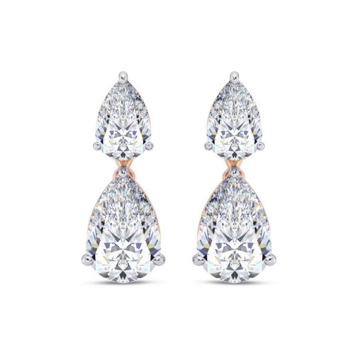 7 Carat Pear Cut Moissanite Drop Earrings In Rose Gold
