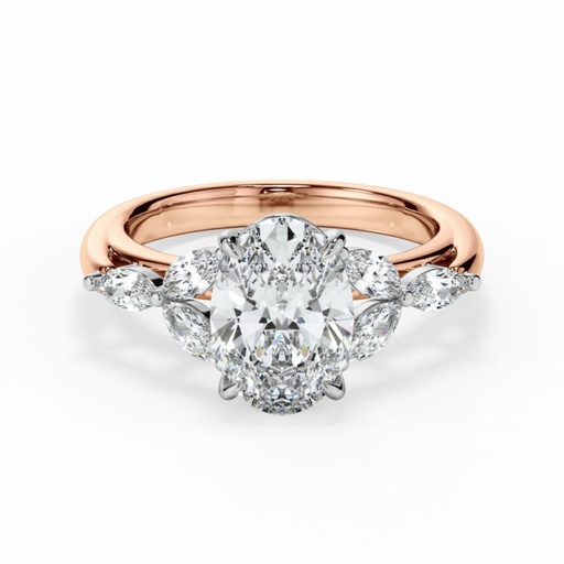 Oval and Marquise Cut 7 Stone Moissanite Ring