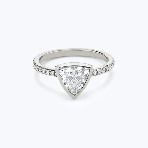 Trillion Cut Bezel Set Moissanite Ring in White Gold
