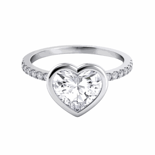  Heart Shape Bezel Set Engagement Ring For Women