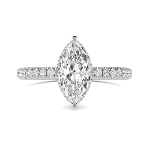  Marquise Cut  Hidden Halo Engagement Ring For Women