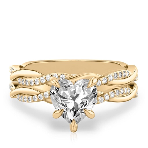  Heart Shape Twisted Bridal Set Ring For Women