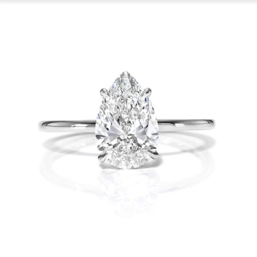 Pear Shaped Hidden Halo Engagement Ring For Women