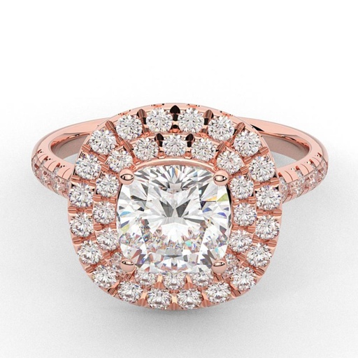  Cushion Cut Double Halo Engagement Ring For Women