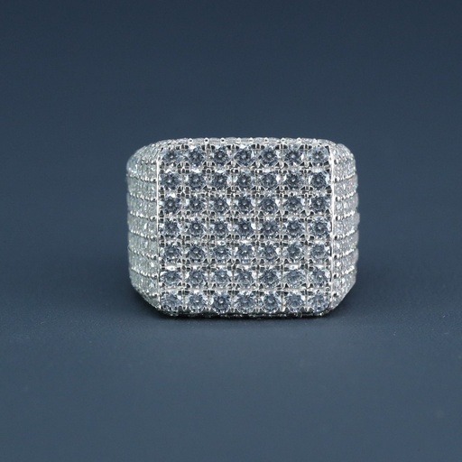 14 kt white gold fully iced out lab grown diamond hip hop ring with vvs clarity diamonds