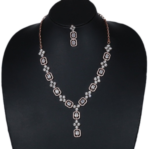 Meticulously crafted 14 kt rose gold lab grown diamond necklace for women in vvs clarity diamonds