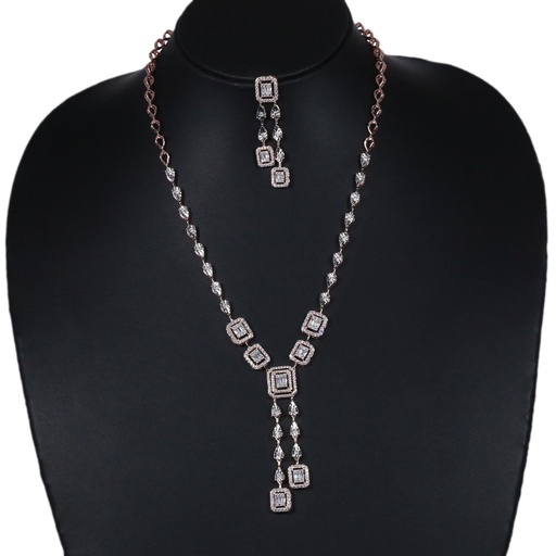 Classy women jewelry necklace design in 14 kt rose gold lab created diamonds in vvs clarity