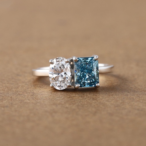 Grace her finger with our 14kt white gold two stone ring featuring lab grown diamonds