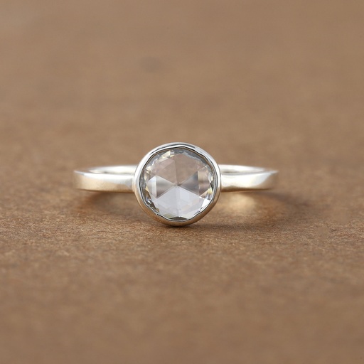 Embrace elegance with our rose cut diamond ring crafted in 14kt white gold with a labgrown diamond