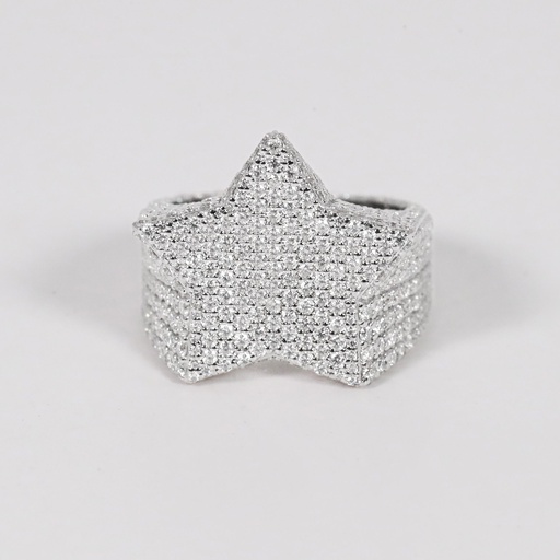 Meticulously crafted this star shaped 14 kt white gold lab grown diamond hip hp ring with VVS clarity diamonds