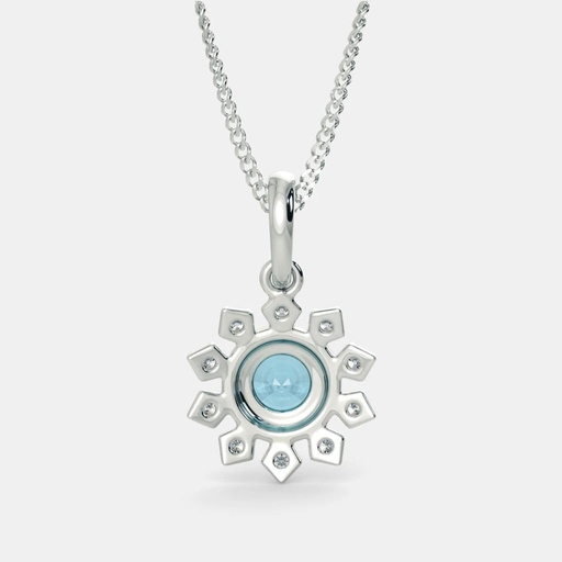  Blue Round Cut Diamond Floral Pendant For Women