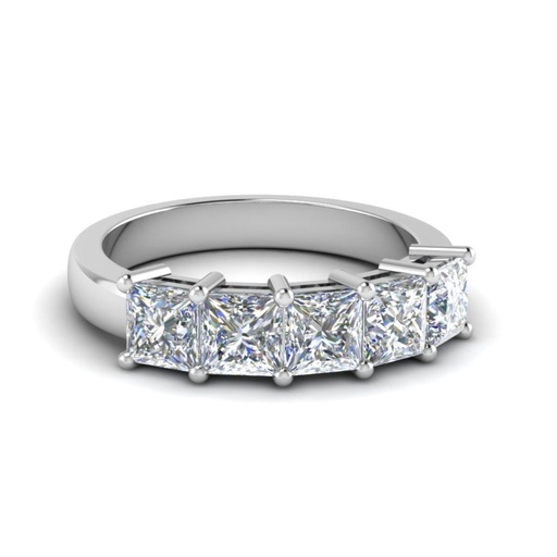 Princess Cut Prong Set 5 Stone Lab Diamond Engagement Ring 