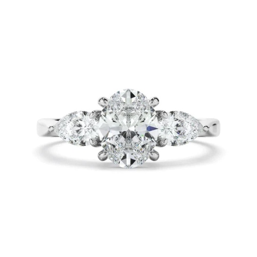 Oval And Pear Cut Three Stone Lab Diamond Engagement Ring