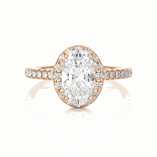  Oval Cut Prong Set Halo Lab Diamond Engagement Ring For Women