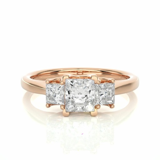  Princess Cut Prong Set 3 Stone Diamond Engagement Ring For Women