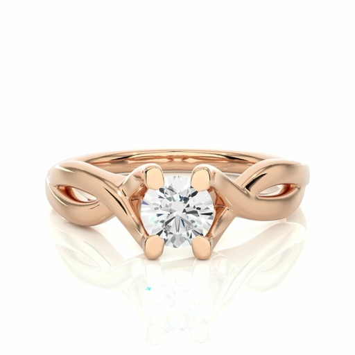  Round Cut Diamond Solitaire Twist Shank Anniversary Ring For Women