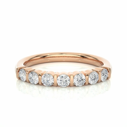  Round Cut Diamond Bar Setting 7 Stone Wedding Band For Women