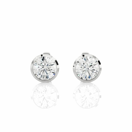 Round Cut Shaped Bezel Set Stud Earrings For Women