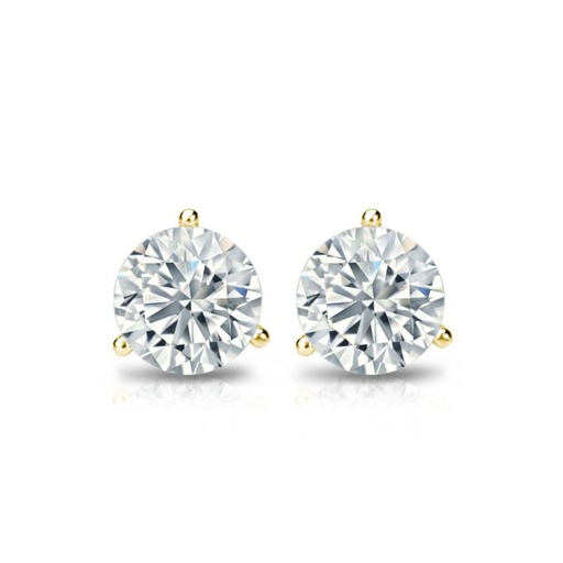  Round Cut Diamond Shaped 3 Prong Set Stud Earrings For Women